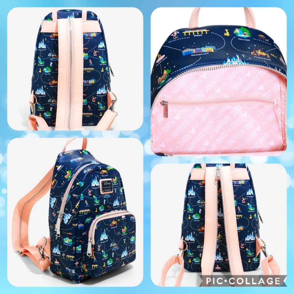 LOUNGEFLY Disneyland Map Mini Backpack & Cardholder - Picture 3 of 9